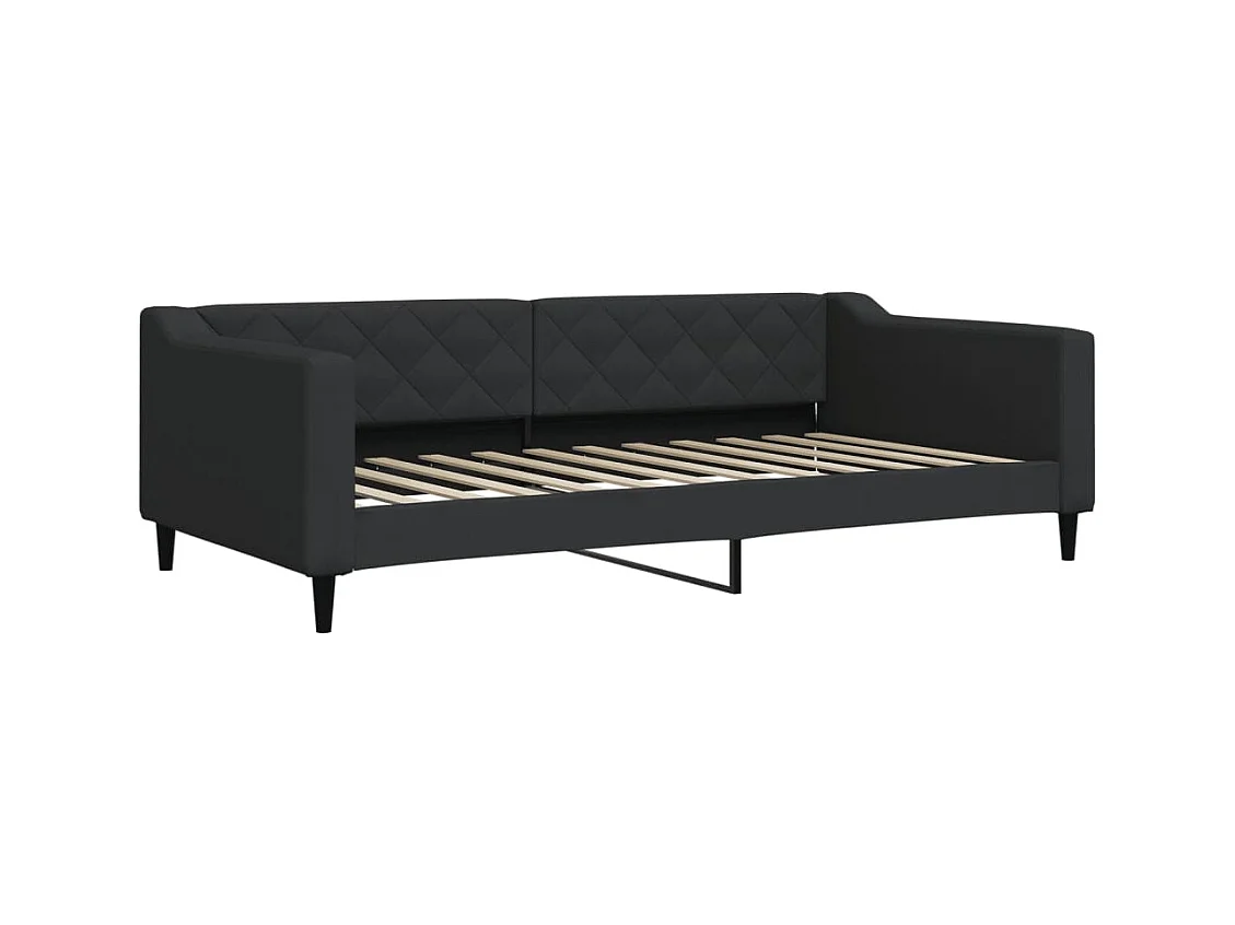 Lit de jour avec gigogne et matelas noir 100x200 cm tissu