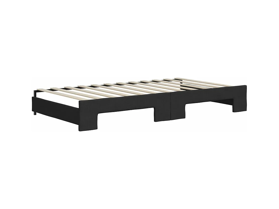 Lit de jour avec gigogne et matelas noir 100x200 cm tissu