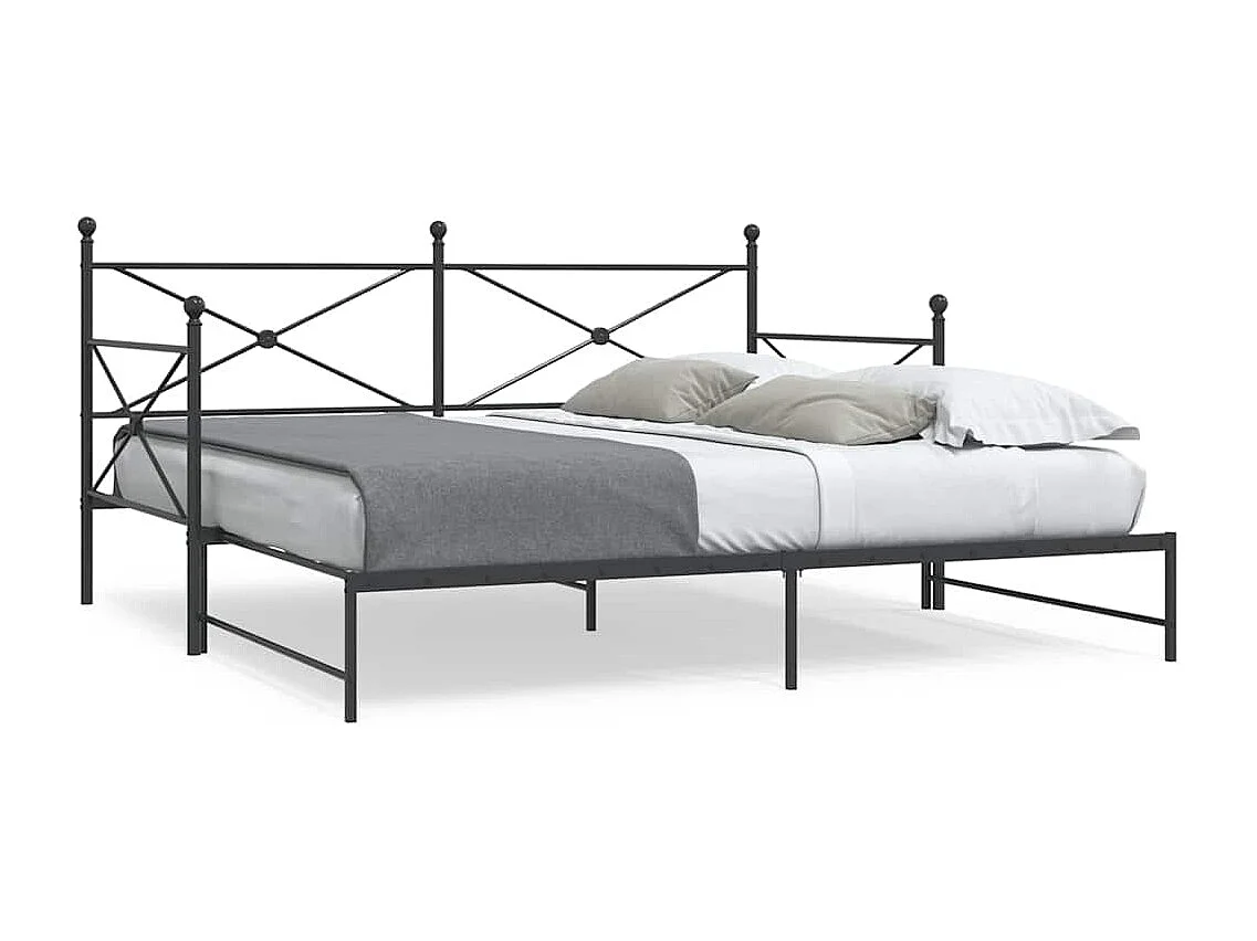 Slaapbank onderschuifbed zonder matras 100x190 cm staal zwart