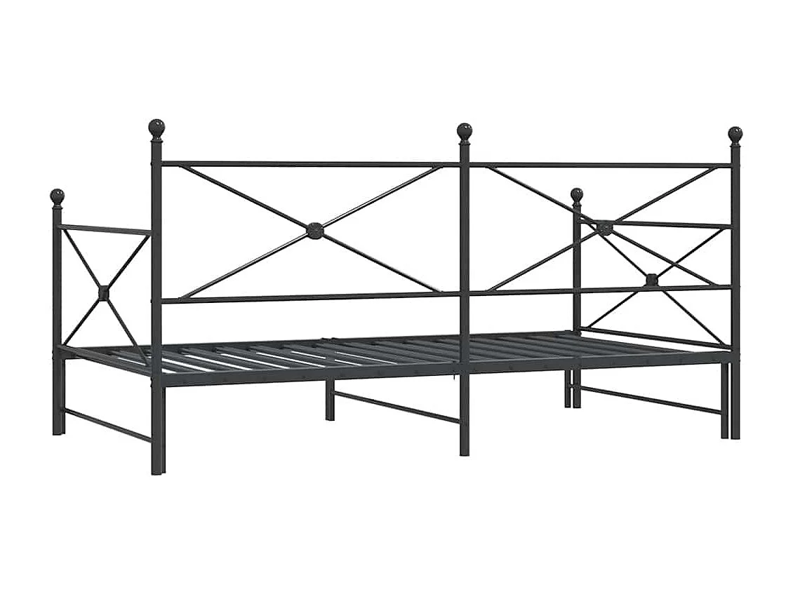 Slaapbank onderschuifbed zonder matras 100x190 cm staal zwart