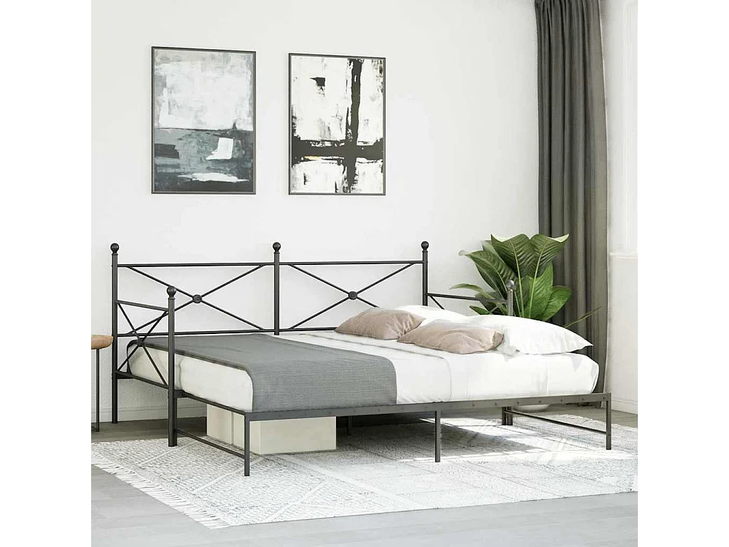 Lit de jour et lit gigogne sans matelas noir 100x190 cm acier
