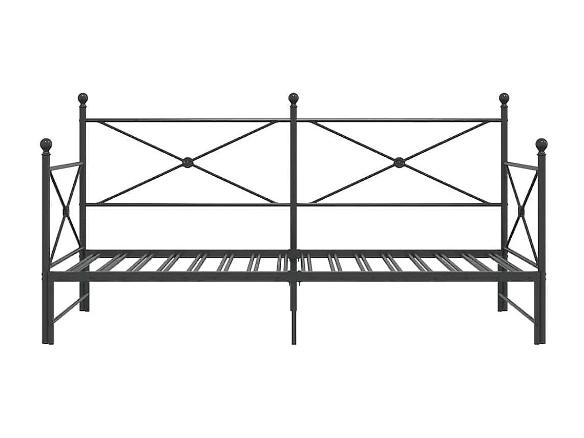 Lit de jour et lit gigogne sans matelas noir 100x190 cm acier