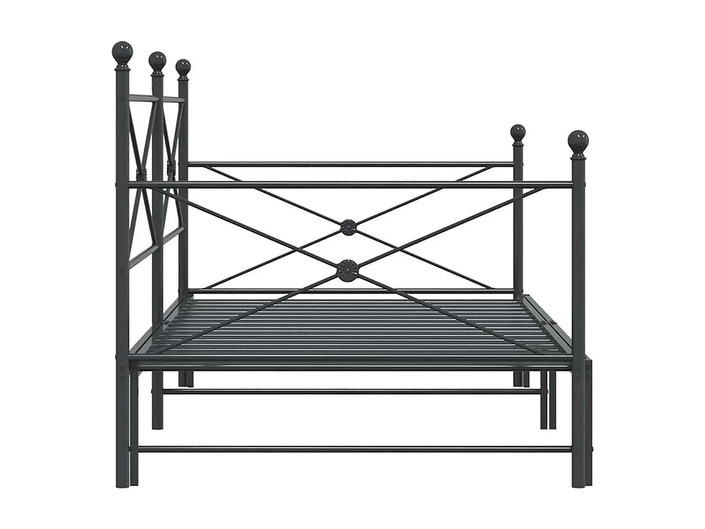 Lit de jour et lit gigogne sans matelas noir 100x190 cm acier
