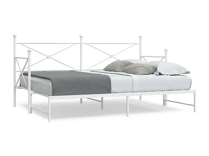 Cama de dia com gavetão sem colchão 90x200 cm aço branco