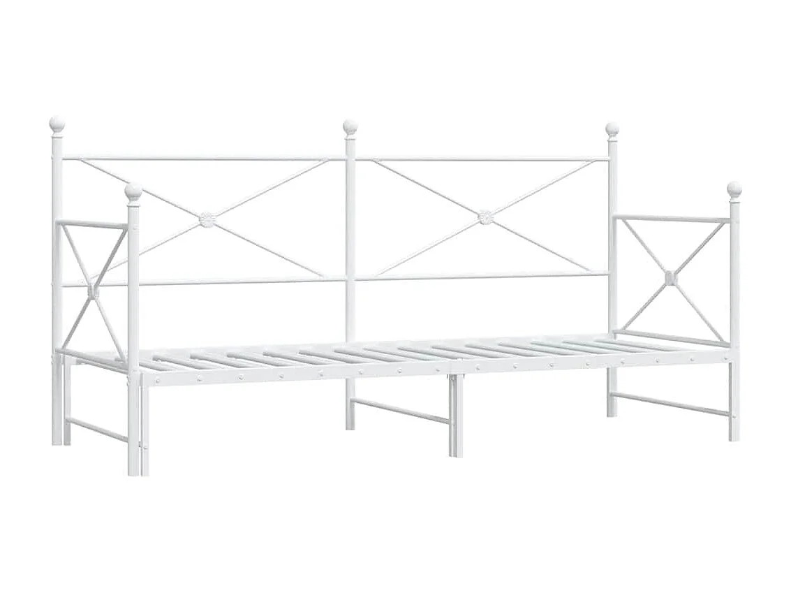 Lit de jour avec lit gigogne sans matelas blanc 90x200 cm acier