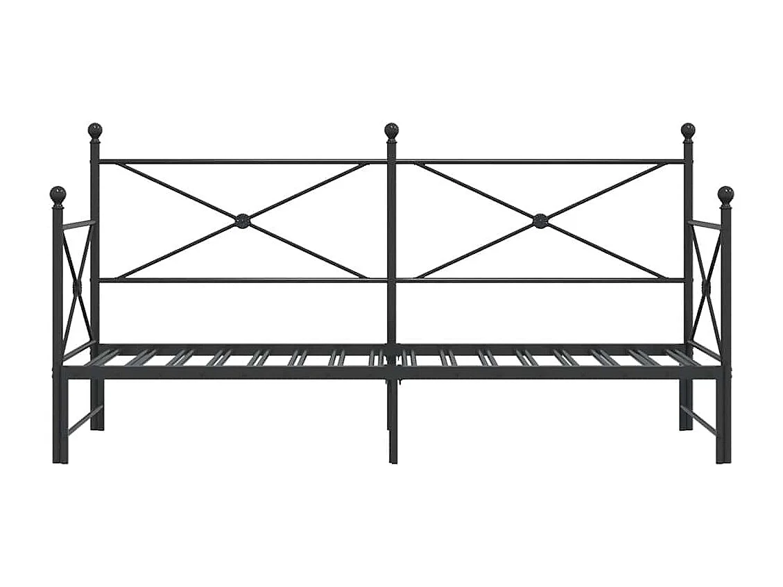 Slaapbank met onderschuifbed zonder matras 90x190cm staal zwart