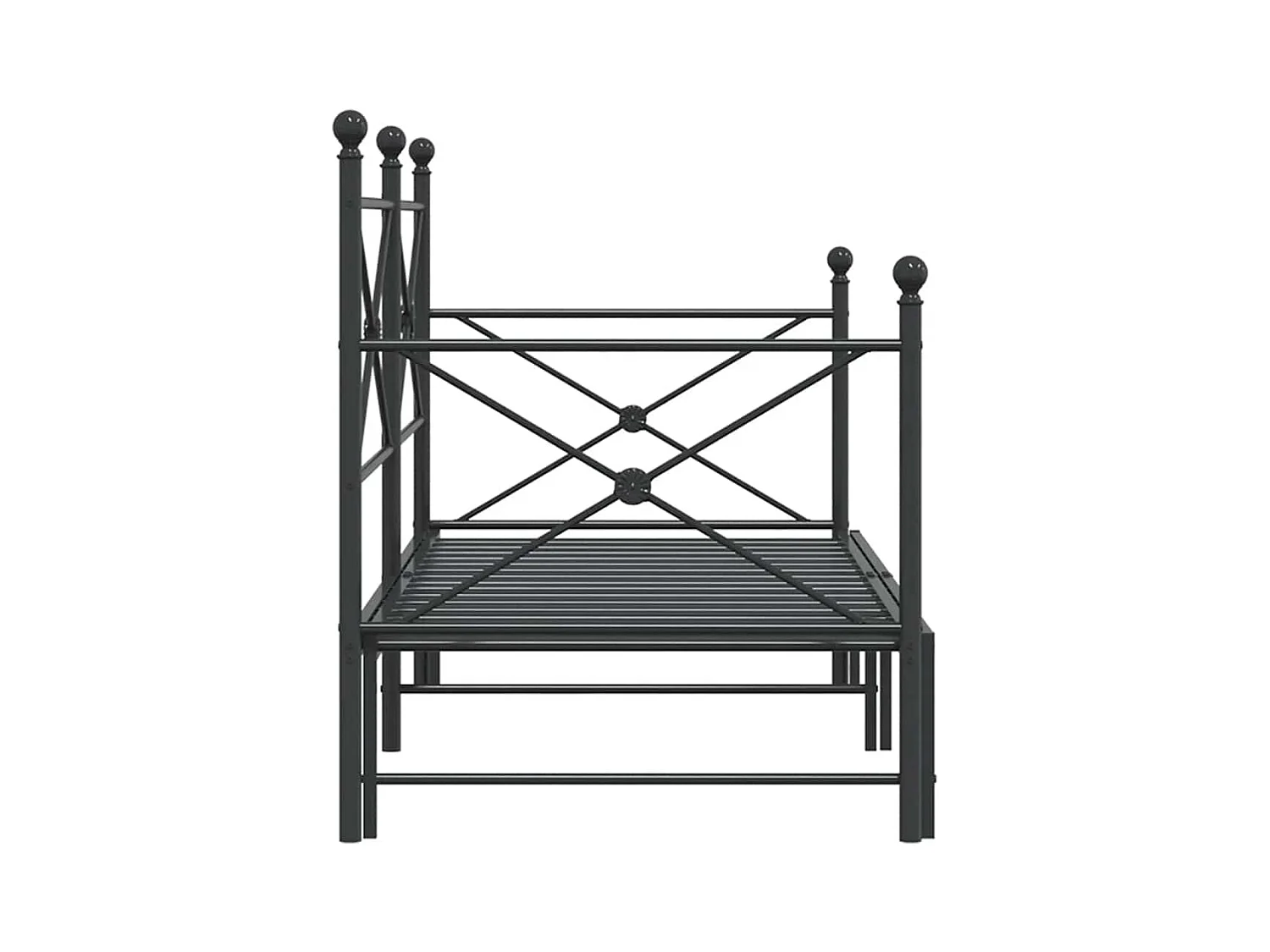 Slaapbank met onderschuifbed zonder matras 90x190cm staal zwart