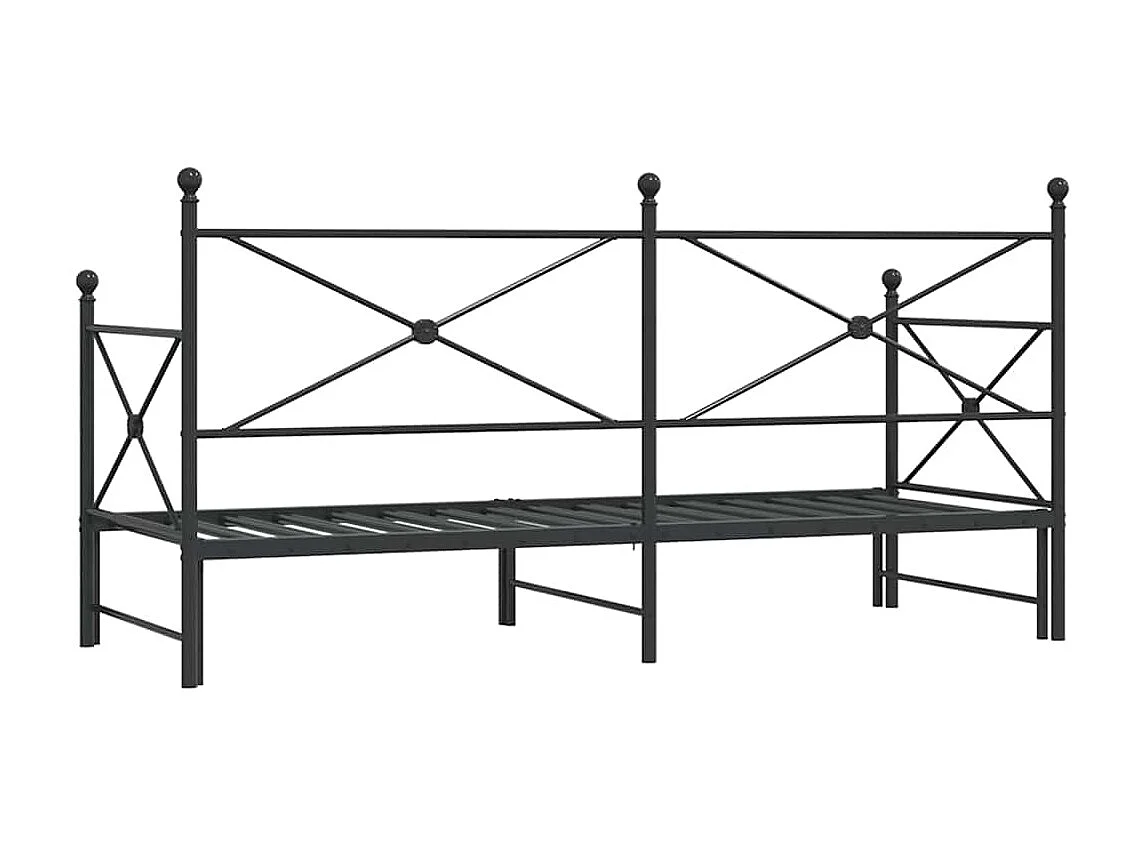 Slaapbank met onderschuifbed zonder matras 90x190cm staal zwart