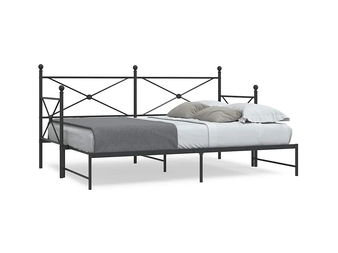 Lit de jour et lit gigogne sans matelas noir 90x190 cm acier