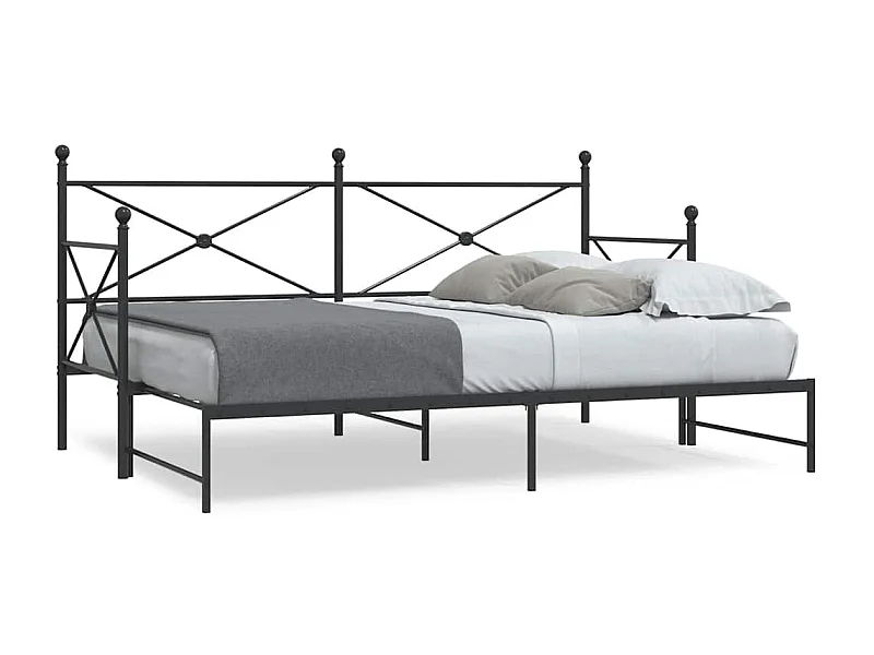 Lit de jour et lit gigogne sans matelas noir 90x190 cm acier