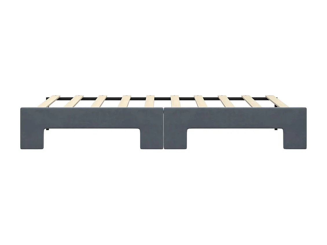 Lit de jour avec gigogne sans matelas gris foncé 90x190 cm