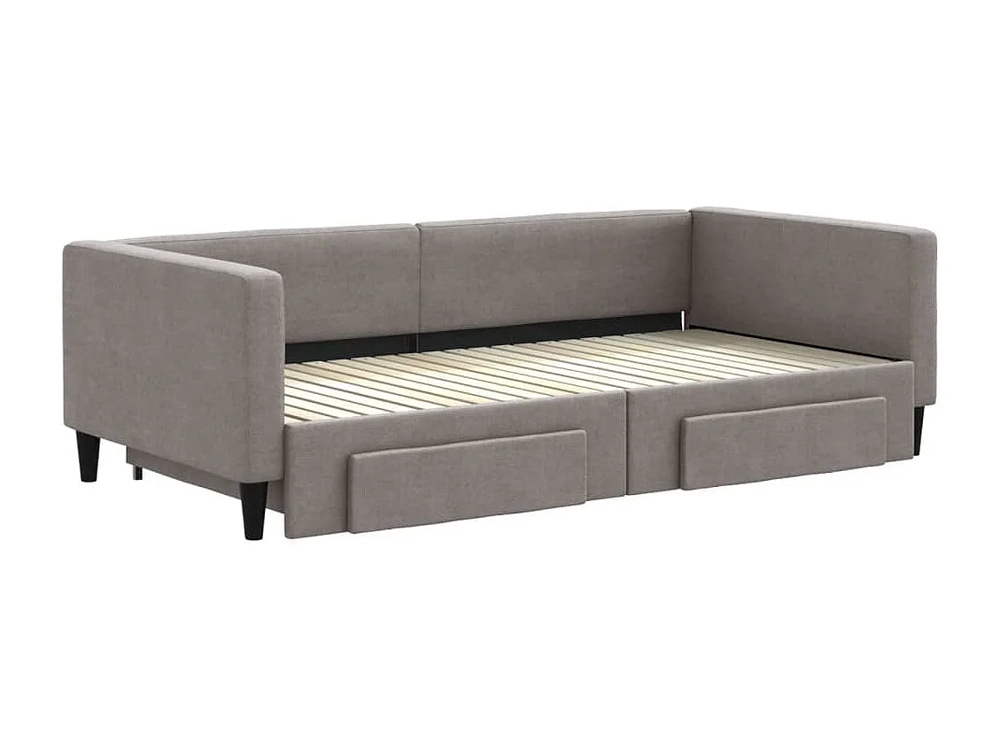 Sofá-cama com gavetão/gavetas 100x200cm tecido cinza-acastanhado