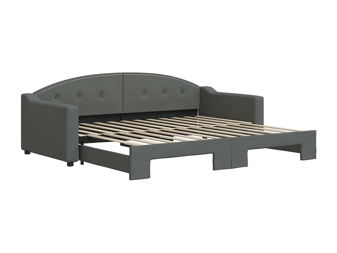 Lit de jour avec lit gigogne gris foncé 90x200 cm tissu