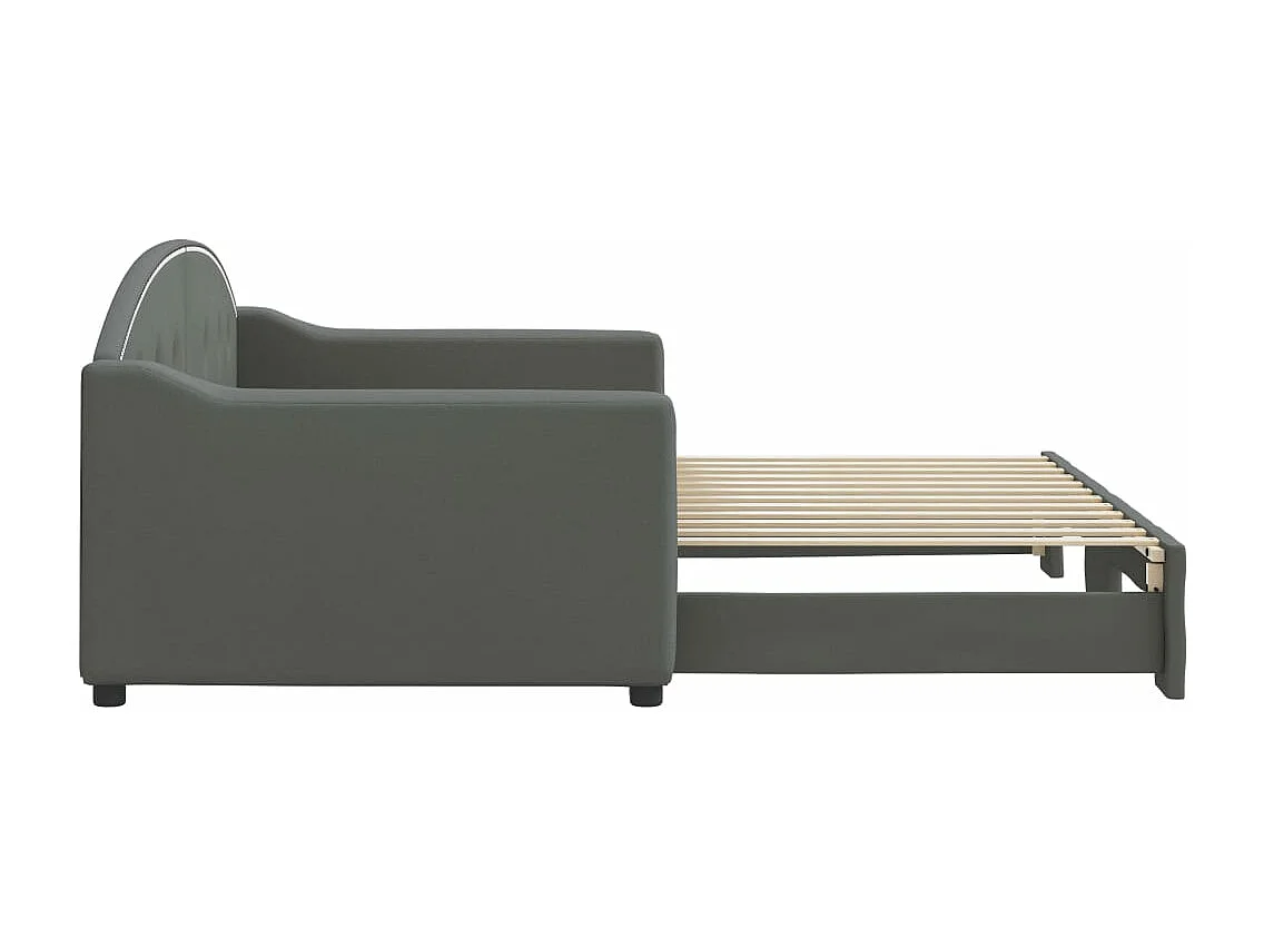 Lit de jour avec lit gigogne gris foncé 90x200 cm tissu