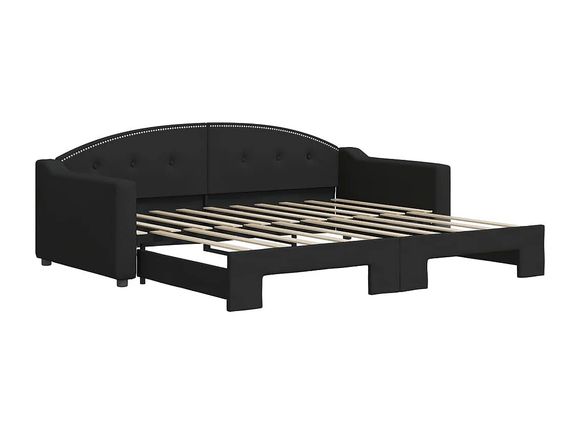 Slaapbank met onderschuifbed 90x190 cm stof zwart