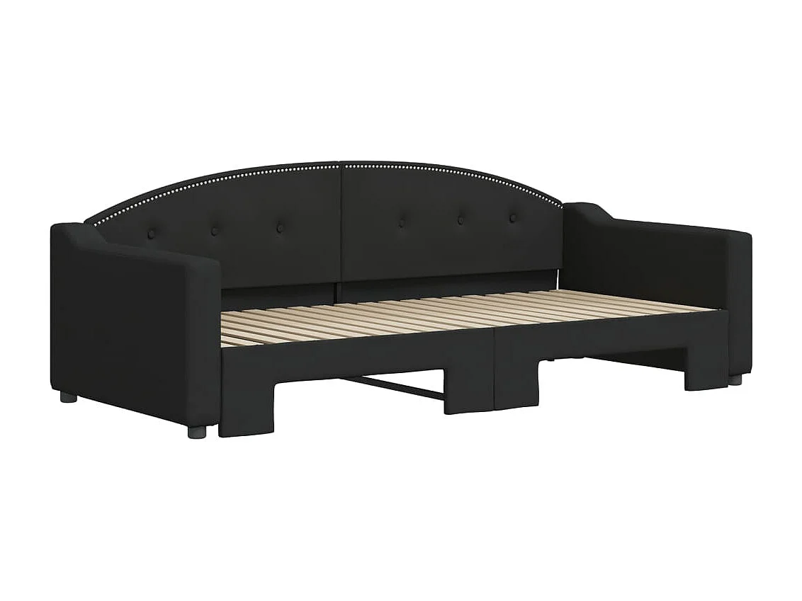 Slaapbank met onderschuifbed 90x190 cm stof zwart