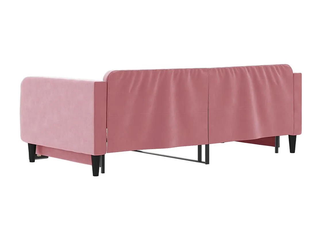 Slaapbank met onderschuifbed 100x200 cm fluweel roze