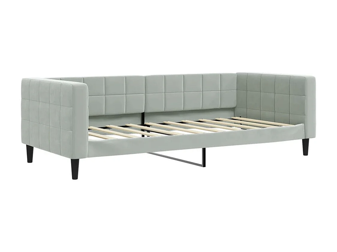 Sofá cama nido con cajones terciopelo gris claro 90x190 cm