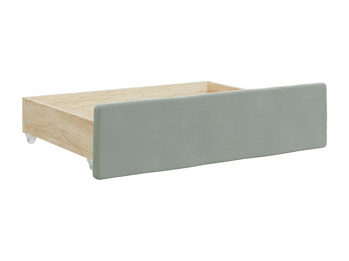 Sofá cama nido con cajones terciopelo gris claro 90x190 cm