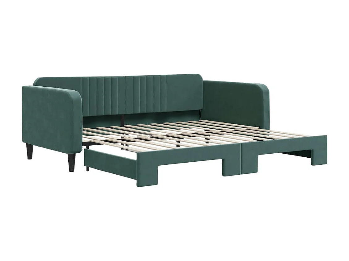Lit de jour avec lit gigogne vert foncé 100x200 cm velours