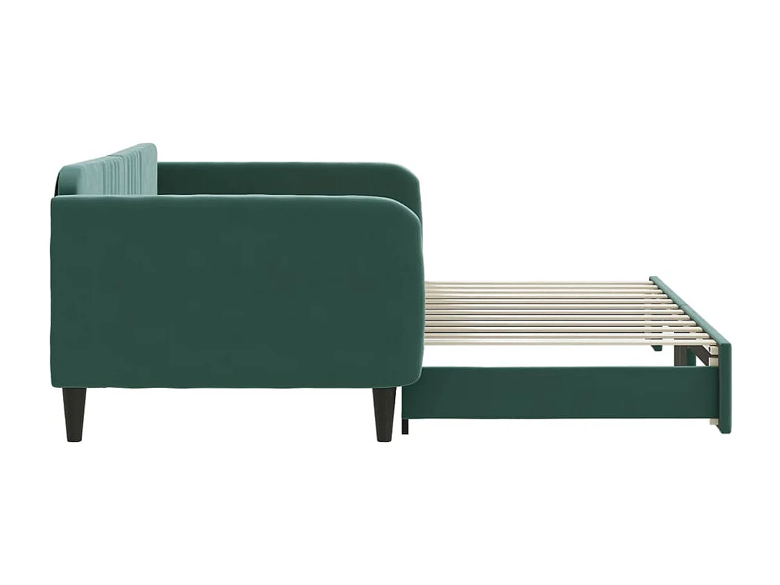 Lit de jour avec lit gigogne vert foncé 100x200 cm velours