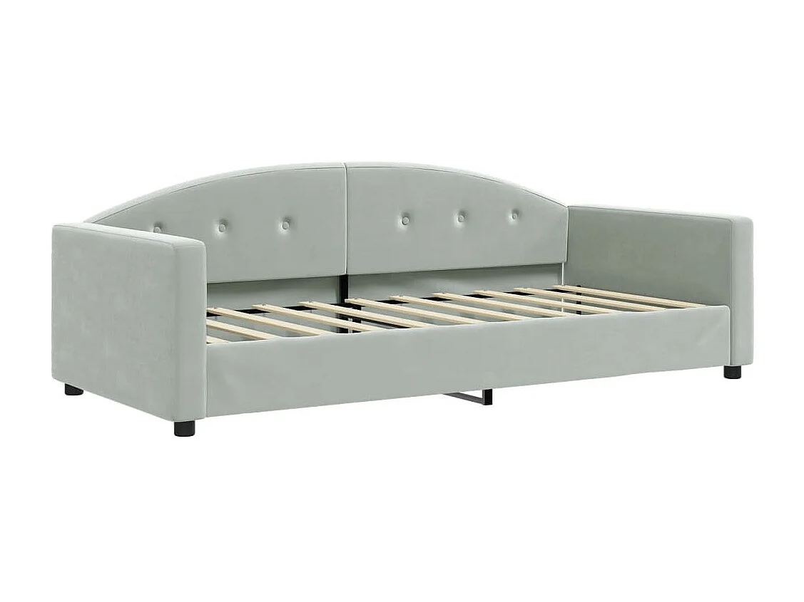 Lit de jour avec lit gigogne gris clair 90x190 cm velours