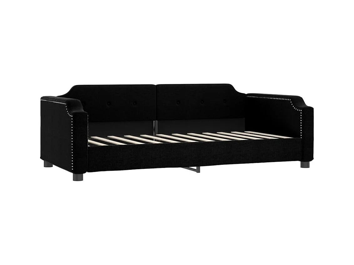 Lit de jour avec gigogne et matelas noir 90x190 cm tissu