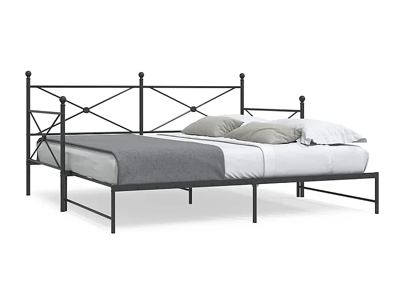 Diván con nido sin colchón negro 107x203 cm acero