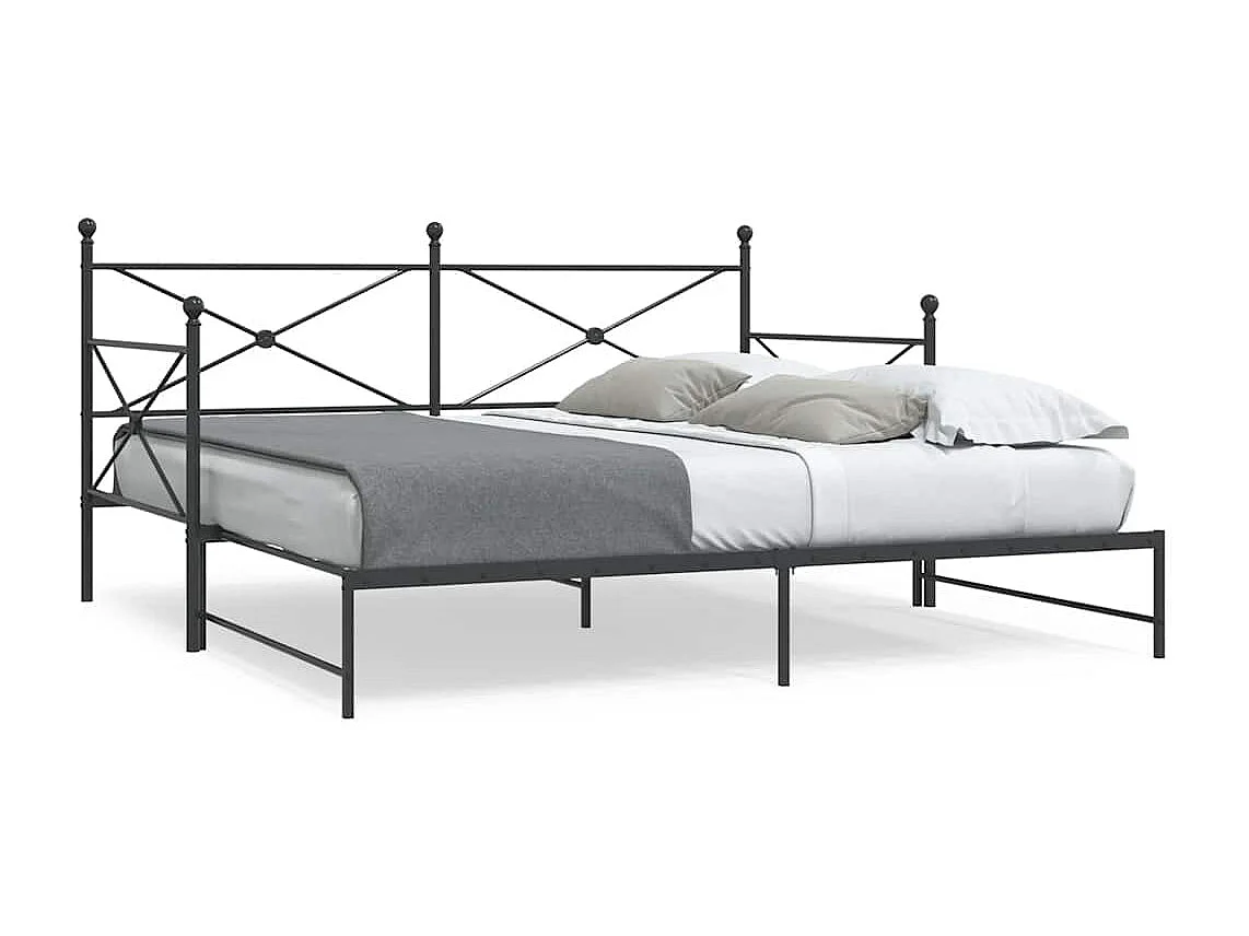 Slaapbank onderschuifbed zonder matras 107x203 cm staal zwart