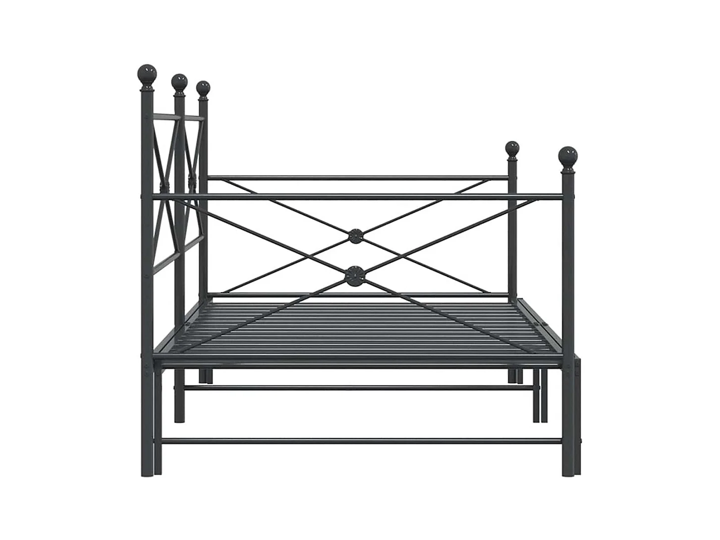 Slaapbank onderschuifbed zonder matras 107x203 cm staal zwart