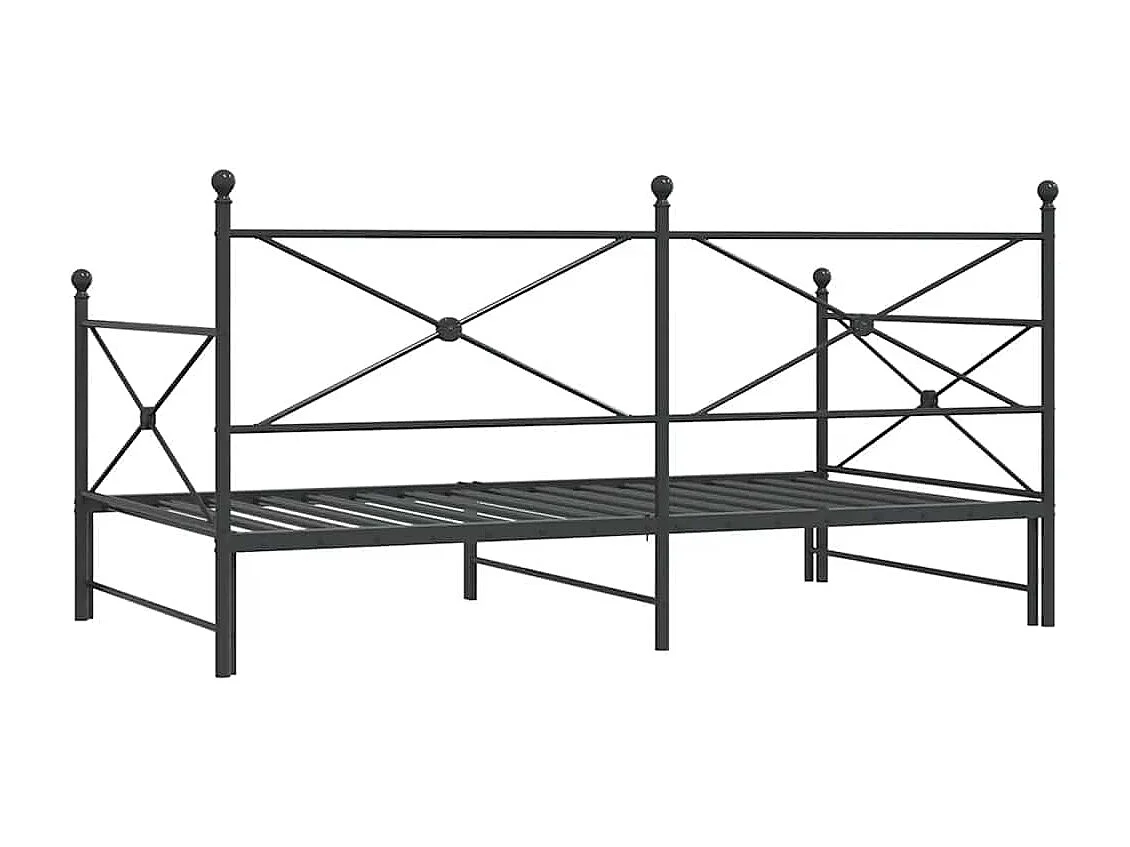 Slaapbank onderschuifbed zonder matras 107x203 cm staal zwart
