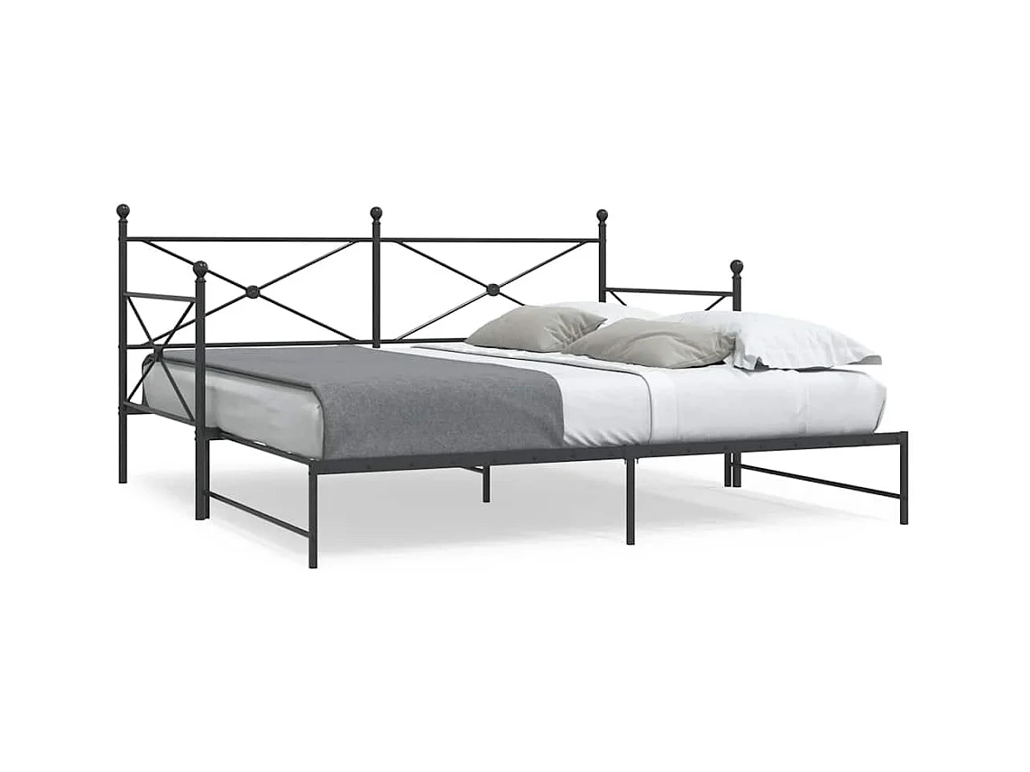 Lit de jour avec gigogne sans matelas noir 107x203 cm acier