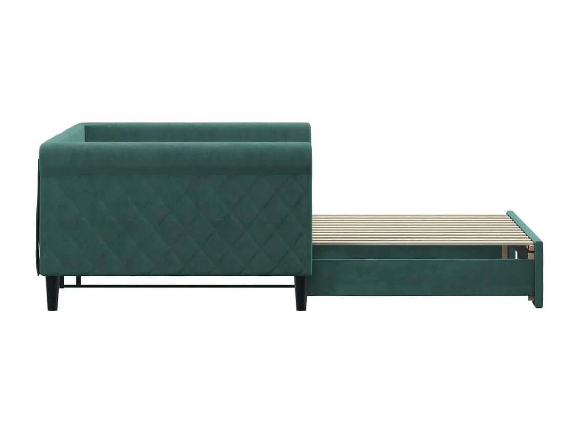 Lit de jour avec lit gigogne vert foncé 100x200 cm velours