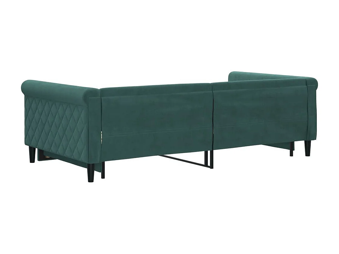 Sofá-cama com gavetão 100x200 cm veludo verde-escuro