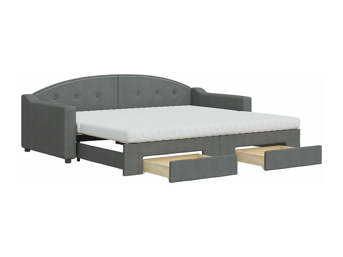 Slaapbank onderschuifbed en lades 90x200 cm stof donkergrijs