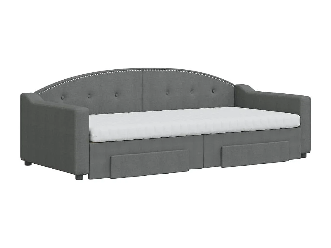 Slaapbank onderschuifbed en lades 90x200 cm stof donkergrijs