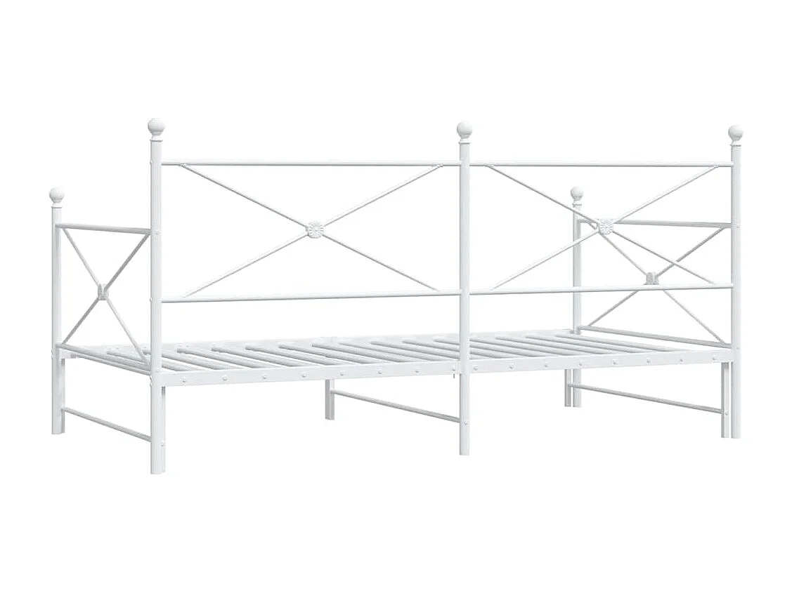 Lit de jour avec lit gigogne sans matelas blanc 107x203cm acier