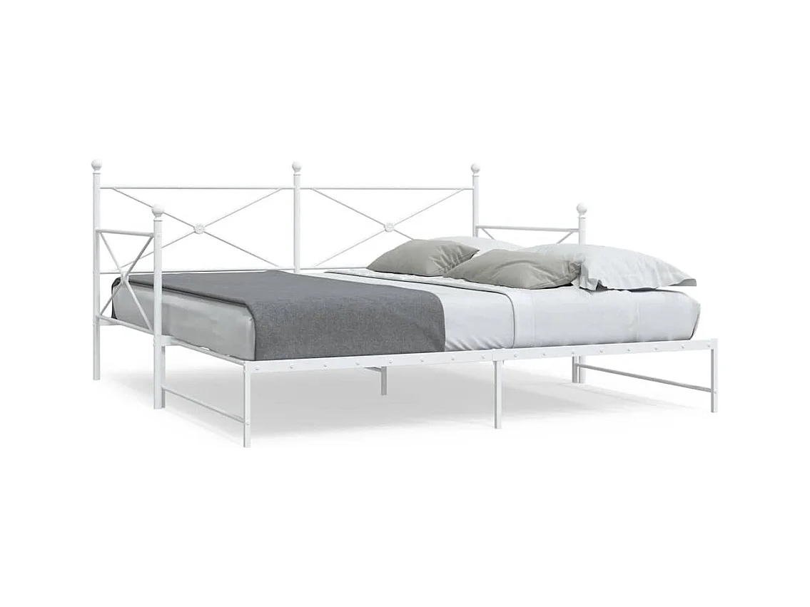 Lit de jour avec lit gigogne sans matelas blanc 107x203cm acier