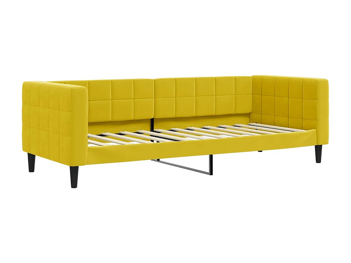 Lit de jour avec gigogne et tiroirs jaune 80x200 cm velours