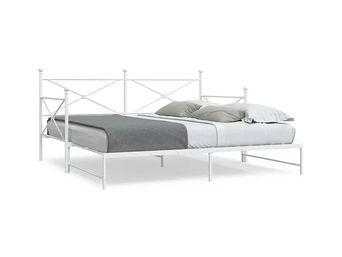 Lit de jour avec lit gigogne sans matelas blanc 100x200cm acier