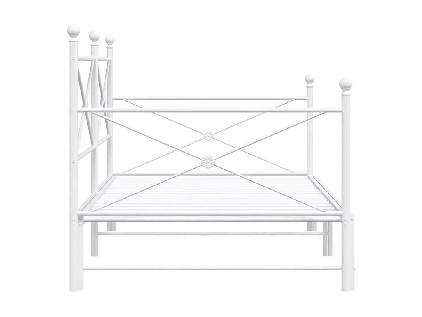 Lit de jour avec lit gigogne sans matelas blanc 100x200cm acier