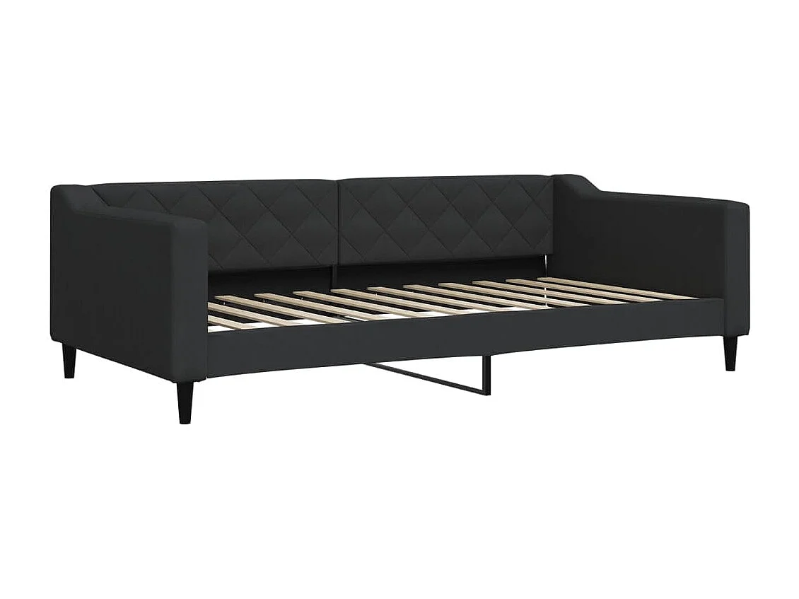 Lit de jour avec lit gigogne noir 100x200 cm tissu