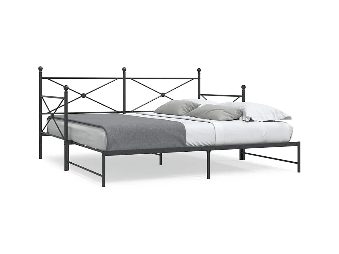 Lit de jour avec gigogne sans matelas noir 100x200 cm acier