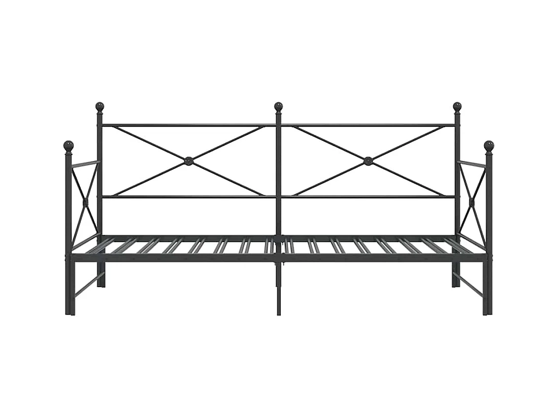 Lit de jour avec gigogne sans matelas noir 100x200 cm acier