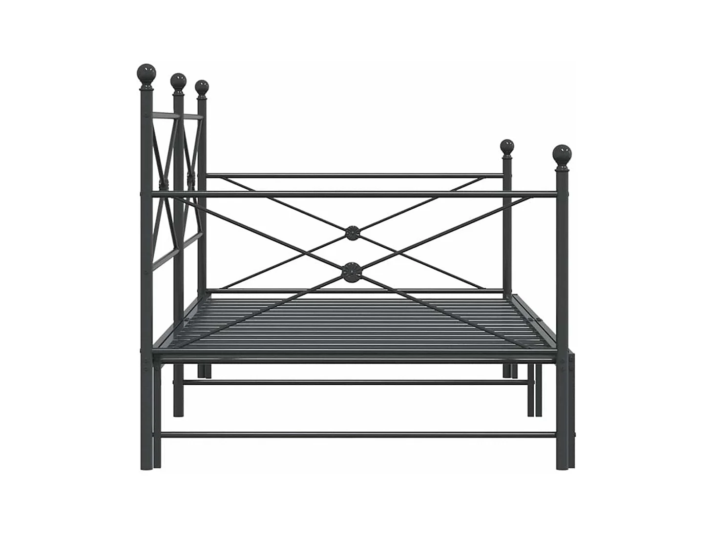 Lit de jour avec gigogne sans matelas noir 100x200 cm acier