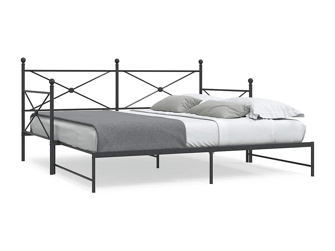 Lit de jour avec gigogne sans matelas noir 100x200 cm acier