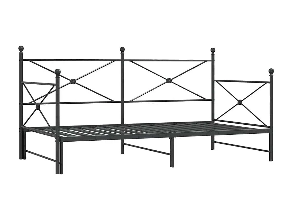 Lit de jour avec gigogne sans matelas noir 100x200 cm acier