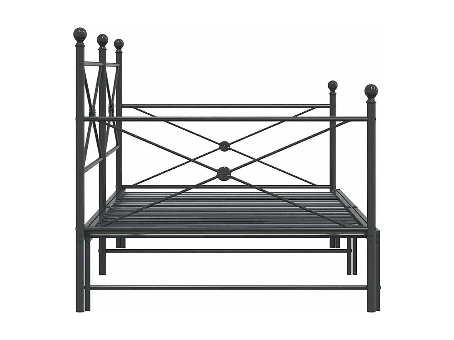 Lit de jour avec gigogne sans matelas noir 100x200 cm acier