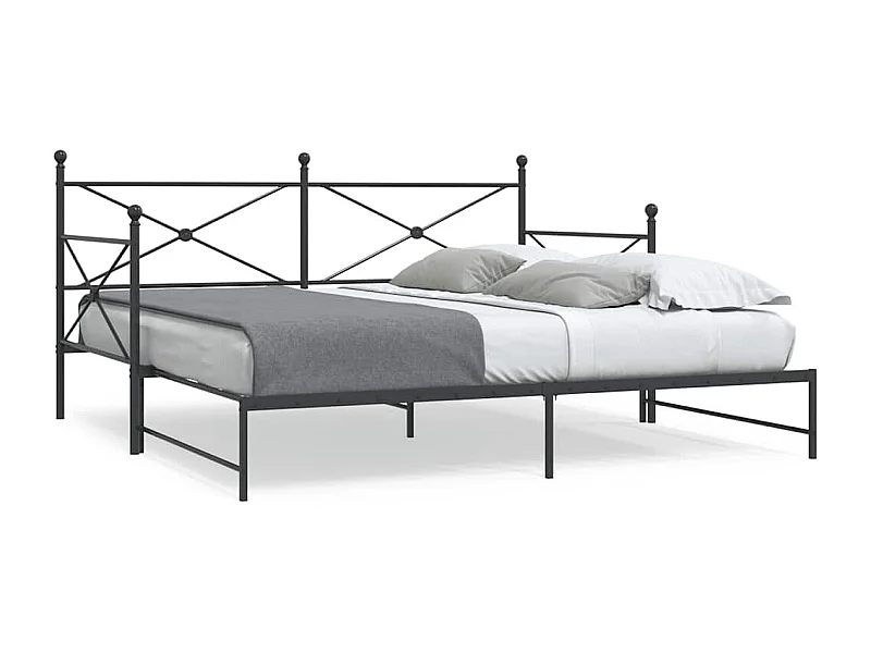 Cama de dia com gavetão sem colchão 100x200 cm aço preto