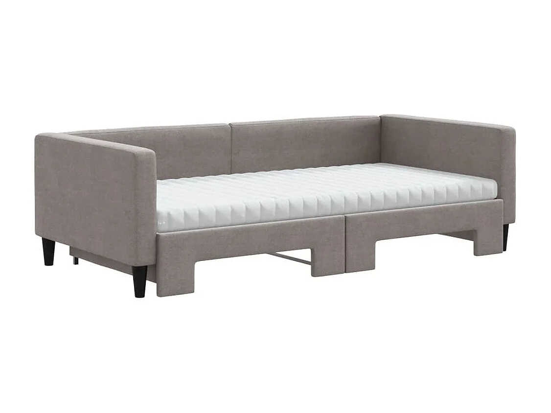 Lit de jour avec gigogne et matelas taupe 100x200 cm tissu